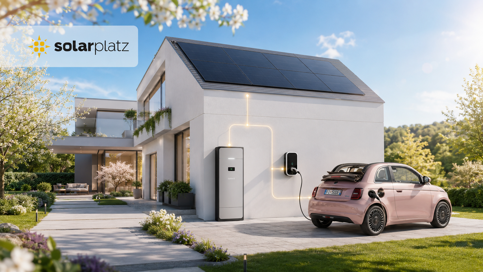 Einfamilienhaus mit Photovoltaikanlage, Stromspeicher, Wallbox und E-Auto